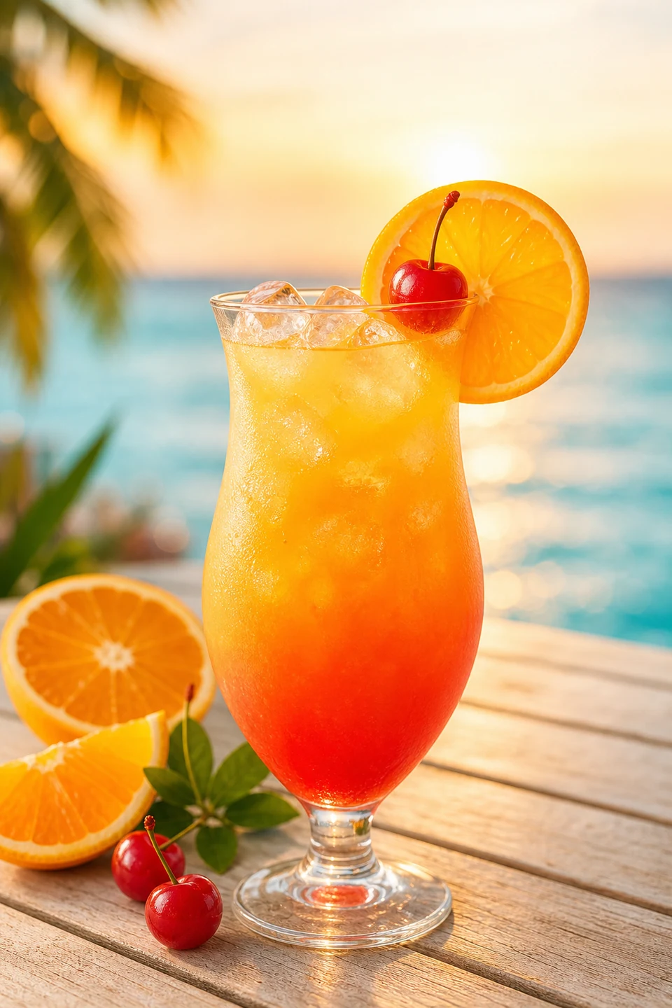 Alkoholfreier Sonnenaufgang Mocktail mit orange-rotem Farbverlauf