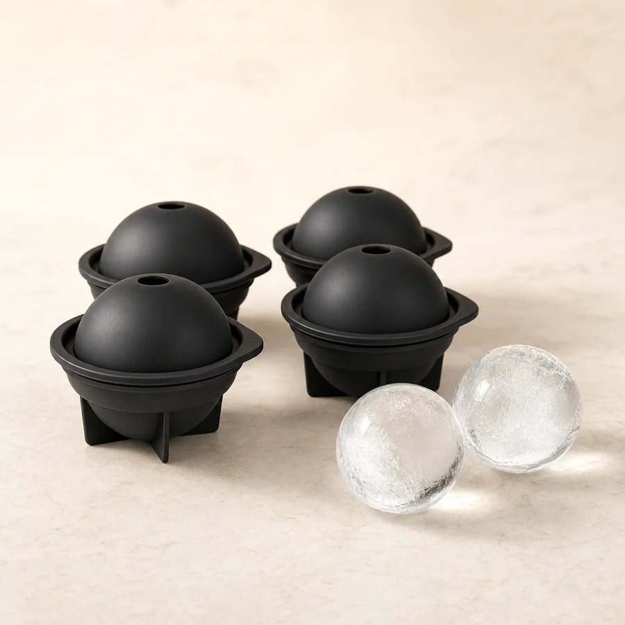 Neutrale schwarze Silikonformen für große runde Eiskugeln